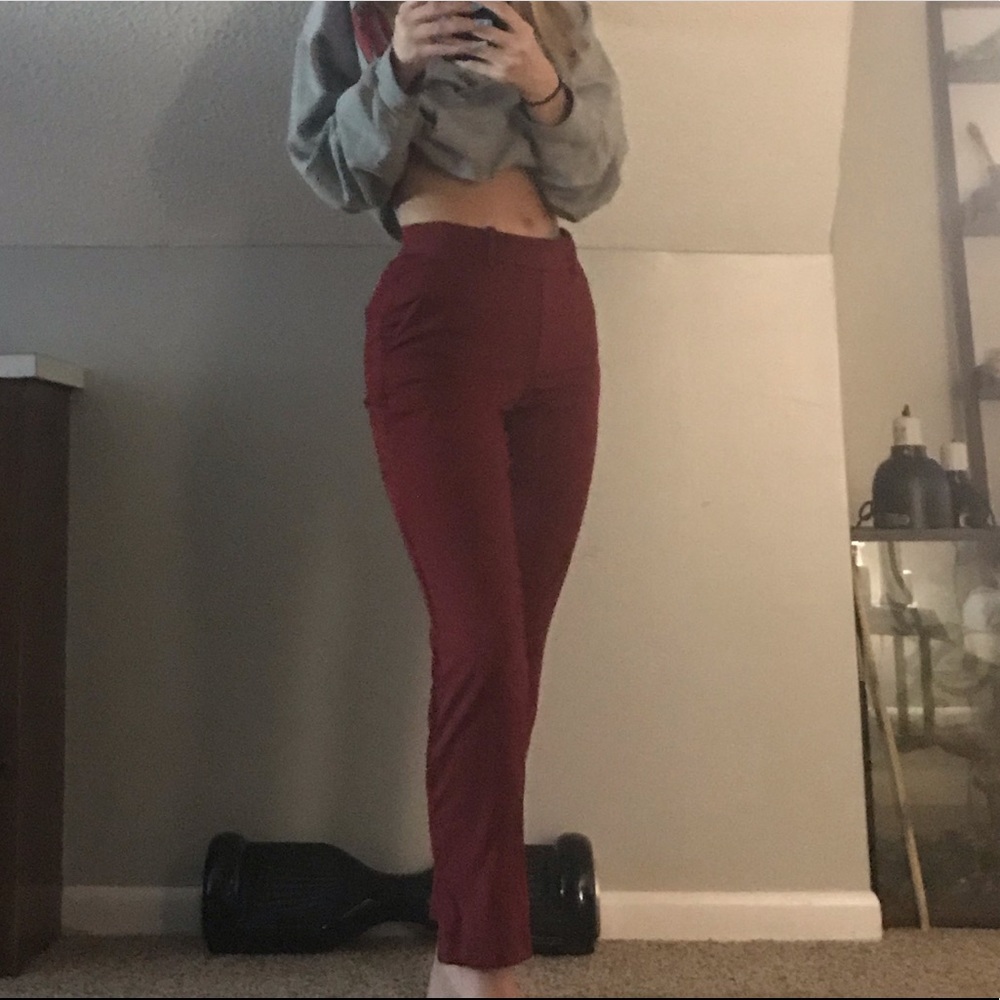 H&M maroon straight leg pants